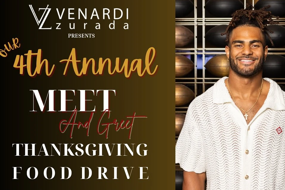 A Continued Tradition of Giving: Venardi Zurada’s 4th Annual Thanksgiving Food Drive with Fred Warner
