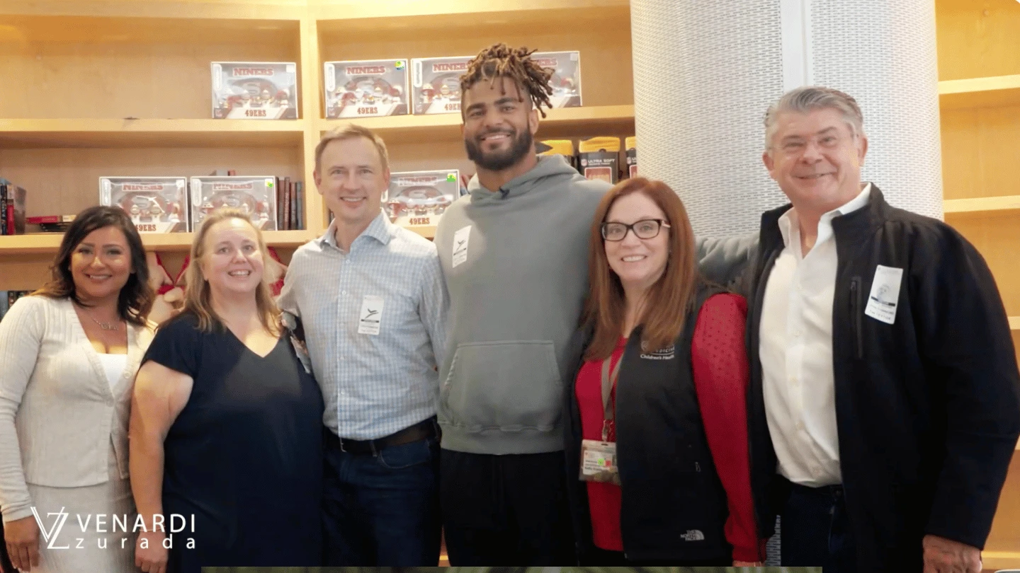 venardi zurada and fred warner at children's hospital