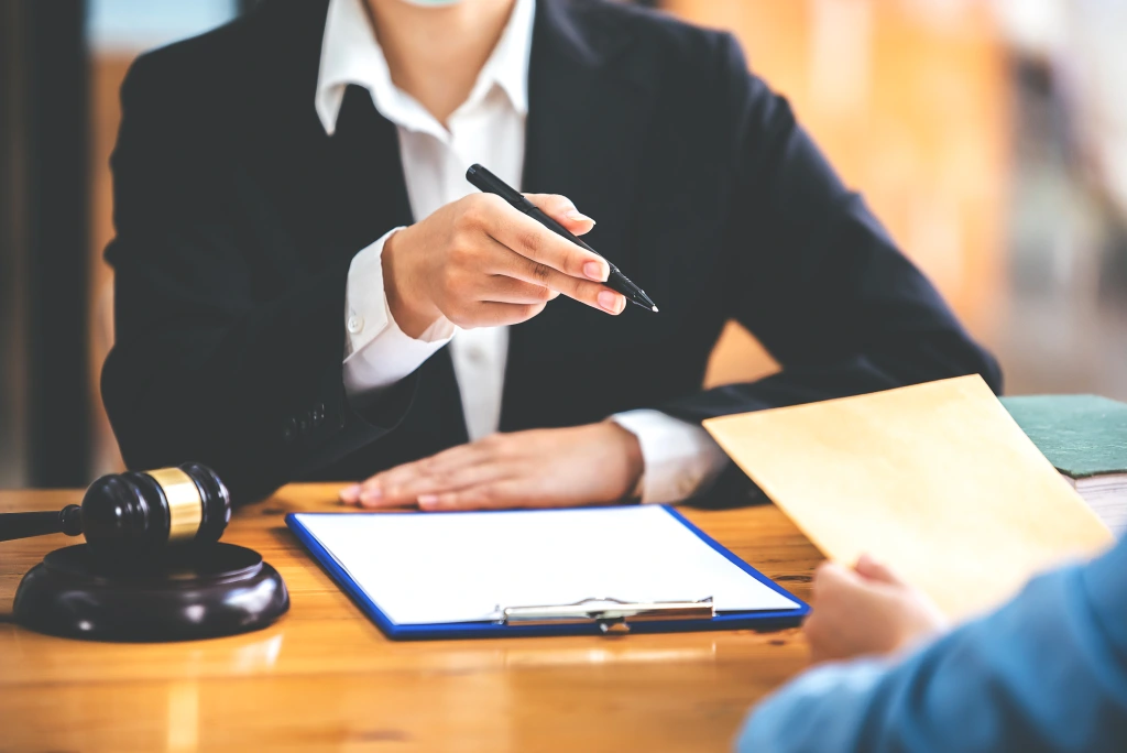 Employment attorney speaking with their client